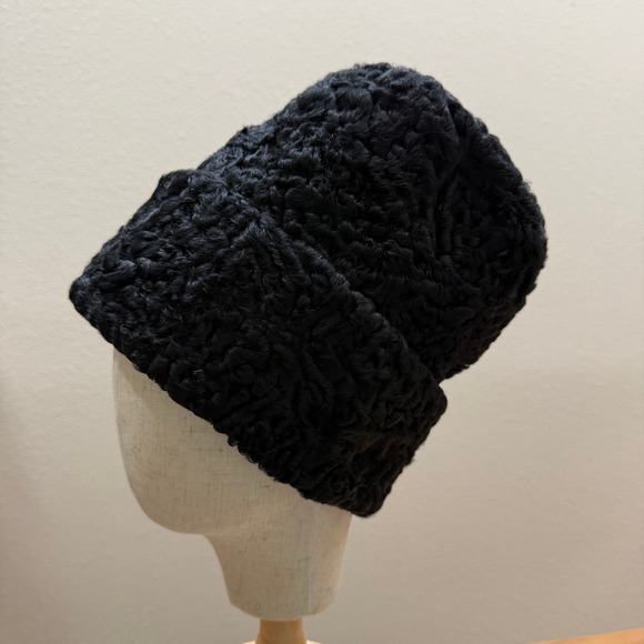 Handmade Astrakhan Karakul Real Persian Lamb Wool Sheepskin Curly Fur Black Hat